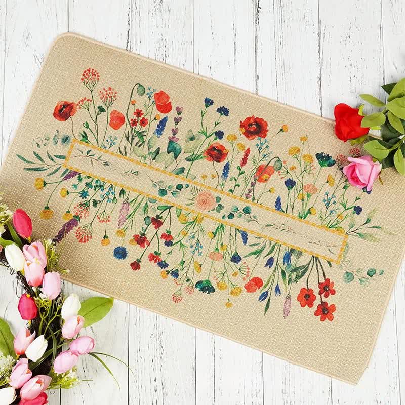 Dekorative Bodenmatte mit Vintage-Frühlingsblumenmuster