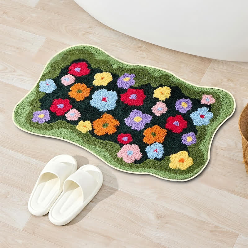 Saugfähige Bodenmatte mit Pflanzen und Blumen im Pastoralstil