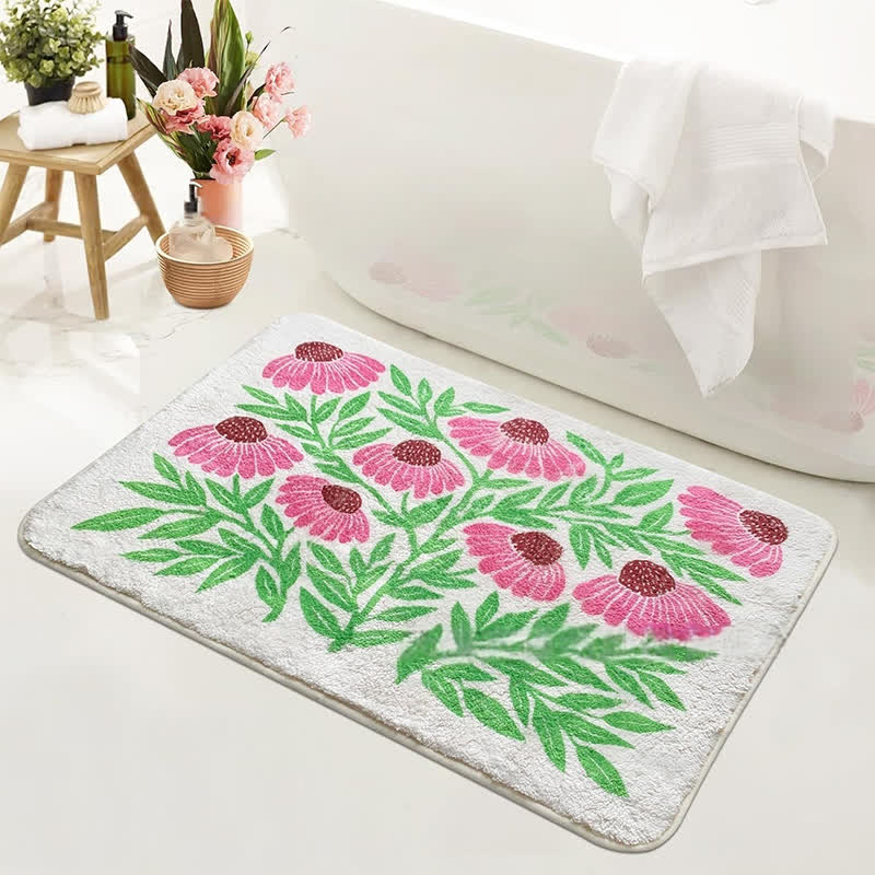 Saugfähige Bodenmatte mit Pflanzen und Blumen im Pastoralstil
