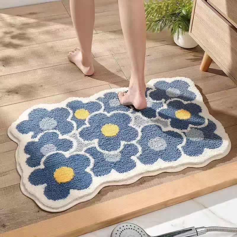 Saugfähige Bodenmatte mit Pflanzen- und Blumenmotiv