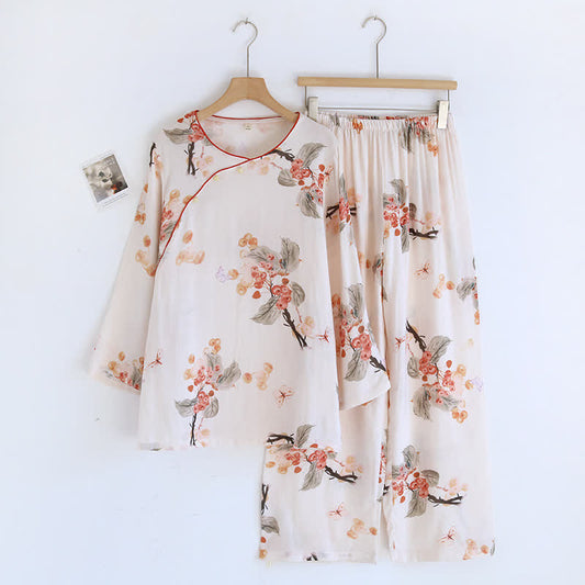 Weißdorn-Pyjama-Set aus Bambusfaser