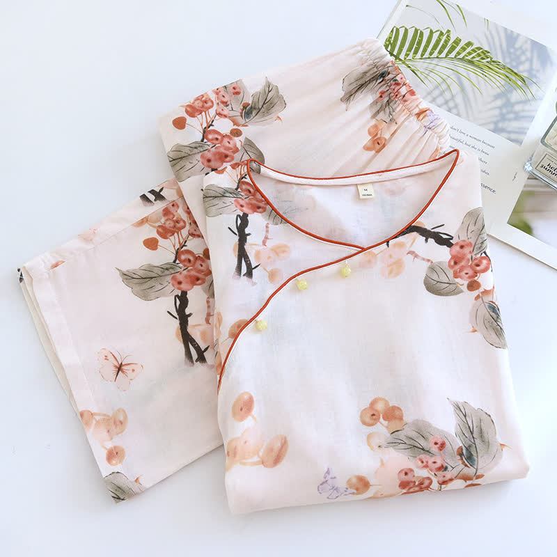 Weißdorn-Pyjama-Set aus Bambusfaser