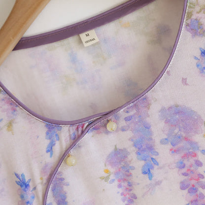 Ländliches Wisteria-Pyjama-Set aus Bambusfaser