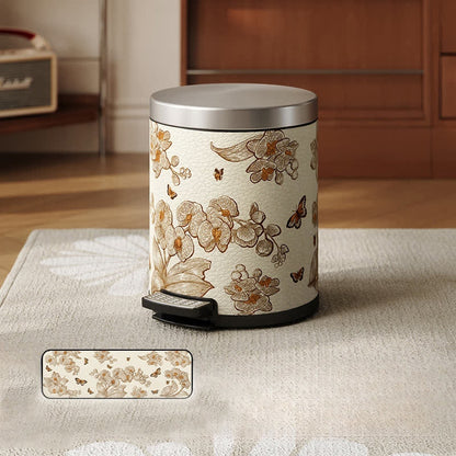 Luxuriöser, langlebiger Mülleimer aus Leder mit Blumen- und Vogelmotiv