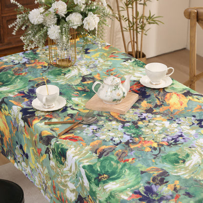 Tischdecke mit Vintage-Ölgemälde und Blumenmotiv
