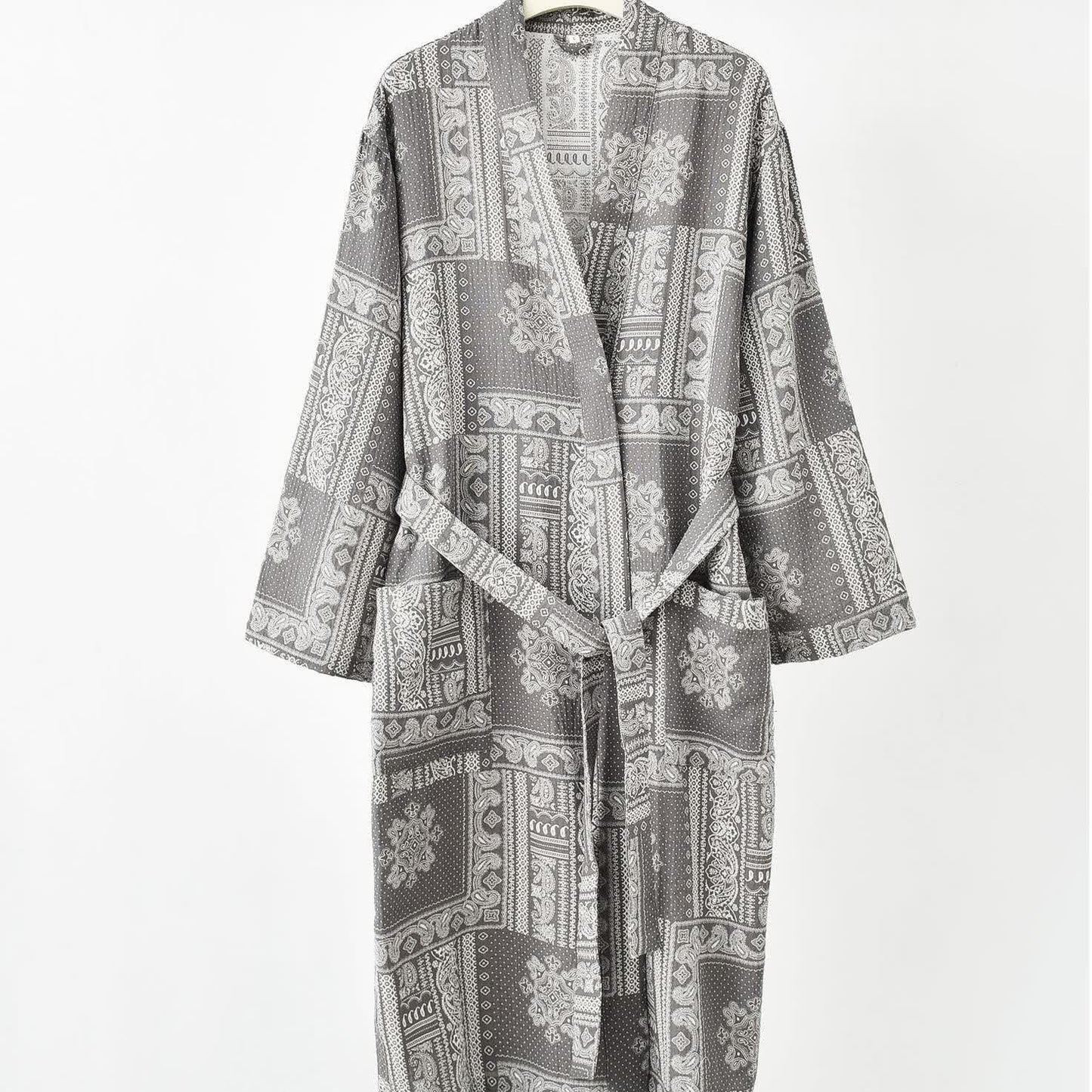 Jacquard Vintage Kimono Baumwollgaze Bademantel