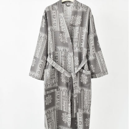 Jacquard Vintage Kimono Baumwollgaze Bademantel