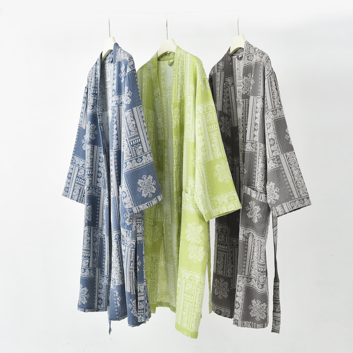 Jacquard Vintage Kimono Baumwollgaze Bademantel