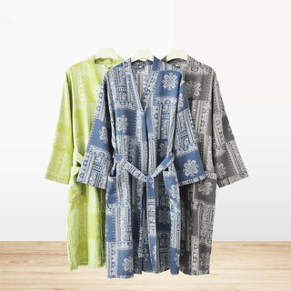 Jacquard Vintage Kimono Baumwollgaze Bademantel