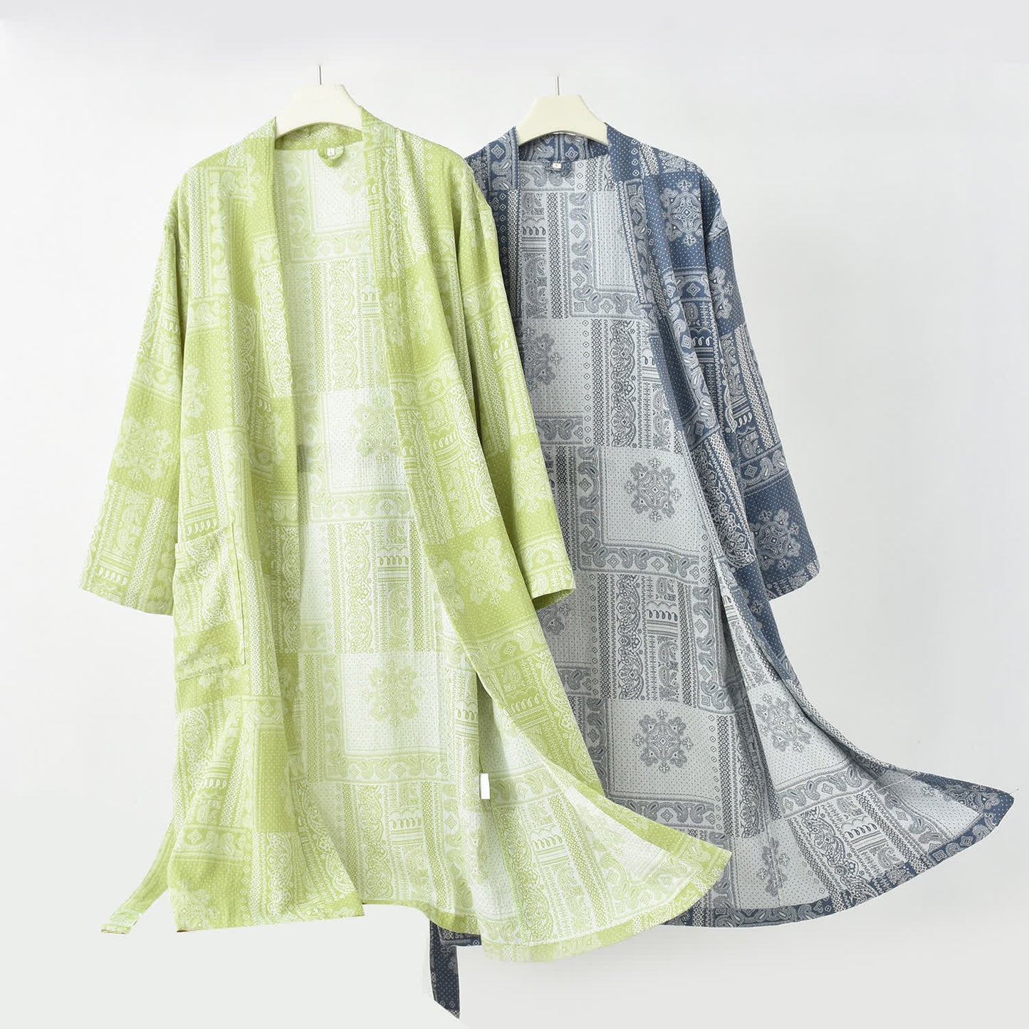 Jacquard Vintage Kimono Baumwollgaze Bademantel