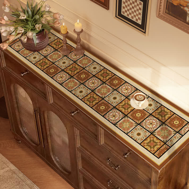 Vintage kariertes Blumen Sideboard Tischset