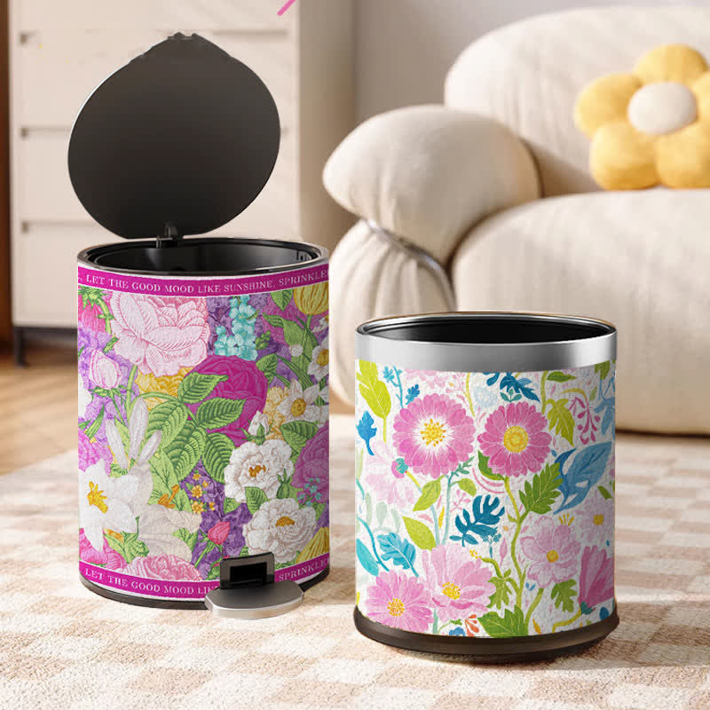 Doppelter Leder-Mülleimer „Blooming Flower“
