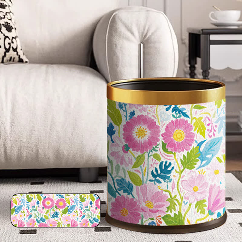 Doppelter Leder-Mülleimer „Blooming Flower“