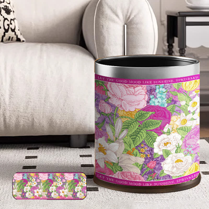 Doppelter Leder-Mülleimer „Blooming Flower“