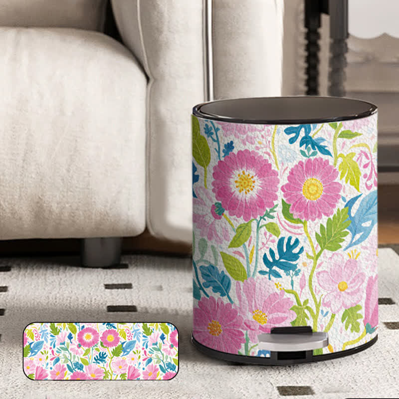 Doppelter Leder-Mülleimer „Blooming Flower“