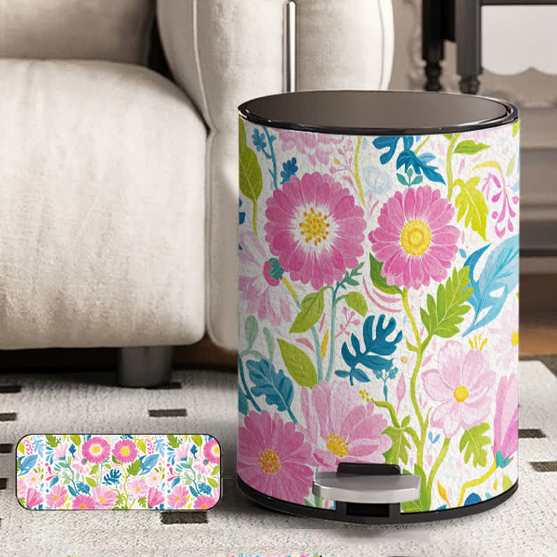 Doppelter Leder-Mülleimer „Blooming Flower“