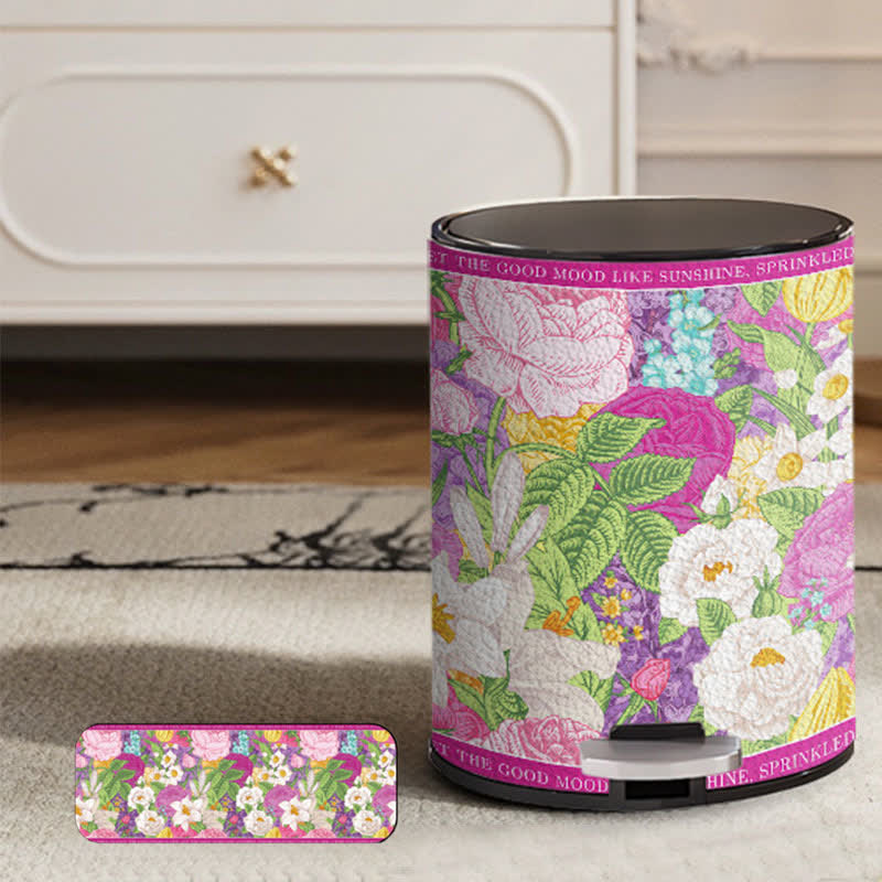 Doppelter Leder-Mülleimer „Blooming Flower“