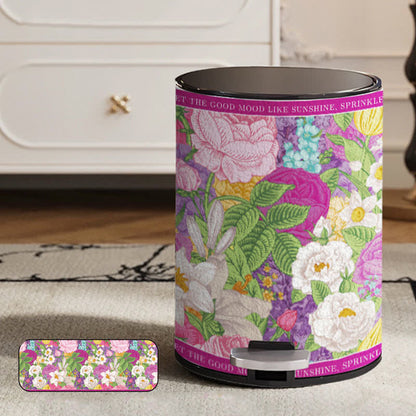 Doppelter Leder-Mülleimer „Blooming Flower“