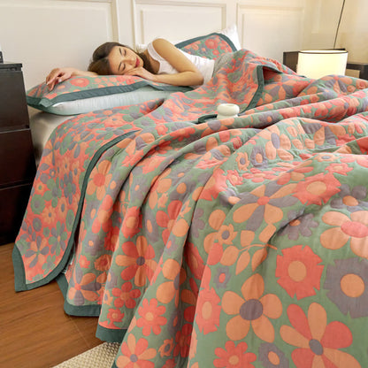Erfrischende, bequeme, weiche Decke aus Baumwollgaze mit Blumenmuster