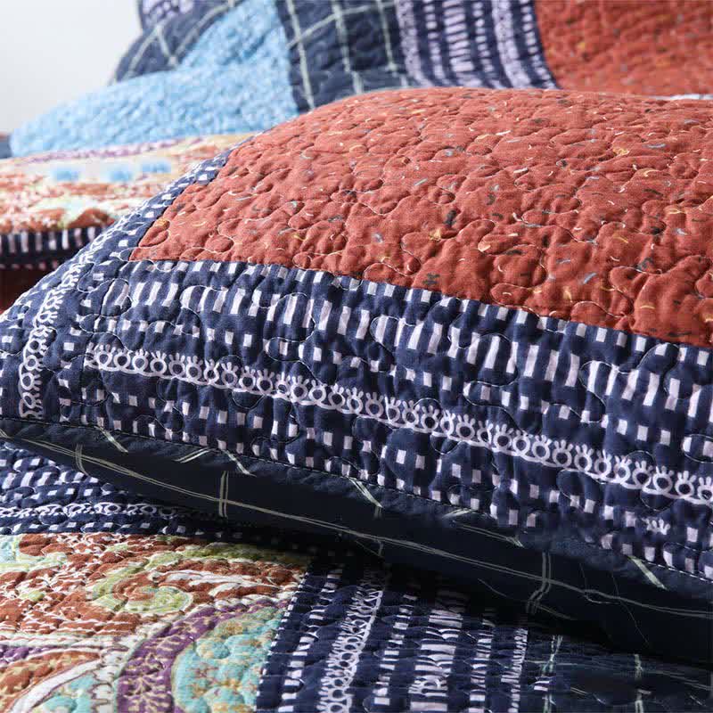 Gestepptes Bettwäscheset aus Baumwolle mit Retro-Paisleymuster (3-teilig)
