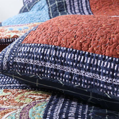 Gestepptes Bettwäscheset aus Baumwolle mit Retro-Paisleymuster (3-teilig)