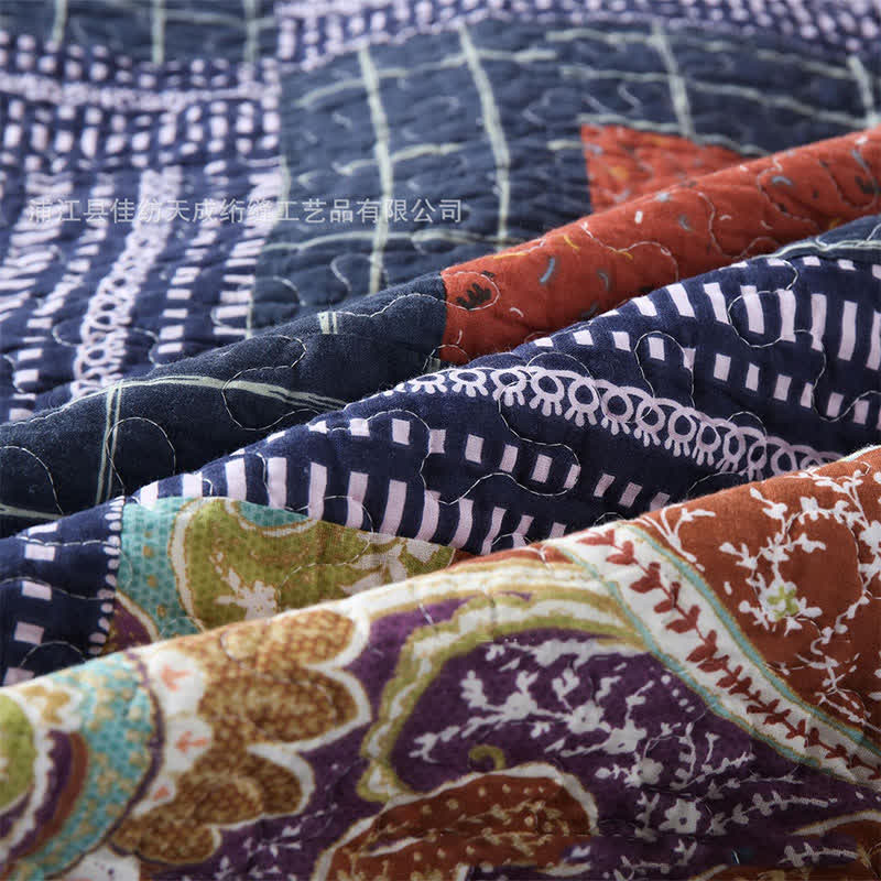 Gestepptes Bettwäscheset aus Baumwolle mit Retro-Paisleymuster (3-teilig)