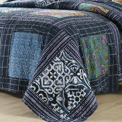 Gestepptes Bettwäscheset aus Baumwolle mit Retro-Paisleymuster (3-teilig)
