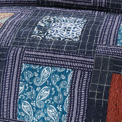 Gestepptes Bettwäscheset aus Baumwolle mit Retro-Paisleymuster (3-teilig)