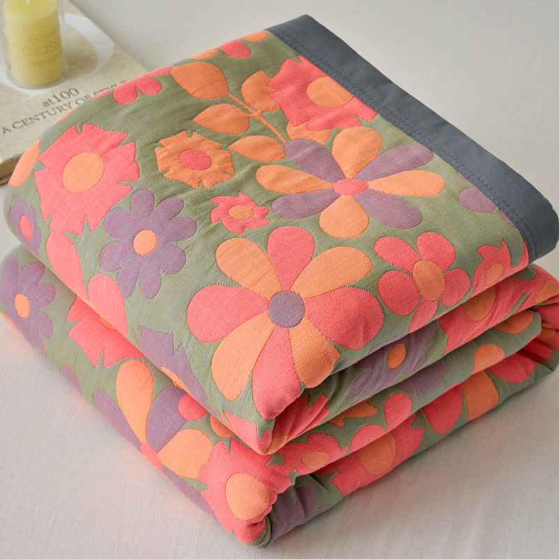 Erfrischende, bequeme, weiche Decke aus Baumwollgaze mit Blumenmuster
