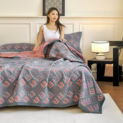 Luxuriöse, atmungsaktive Steppdecke aus Jacquard-Baumwollgaze