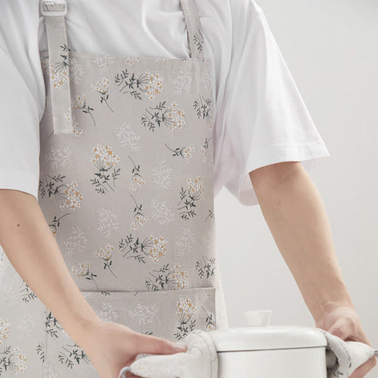 Niedliche, atmungsaktive Schürze im pastoralen Stil mit Blumenmuster
