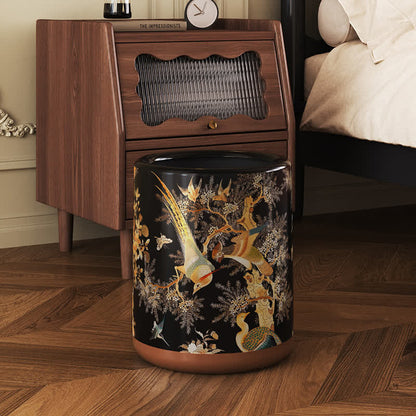 Robuster Mülleimer im Vintage-Stil mit Blumen und Vögeln - image 7