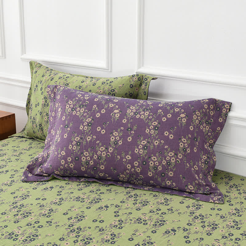 Bettdecke aus garngefärbter Baumwollgaze mit Jacquardmuster und Blumenmuster