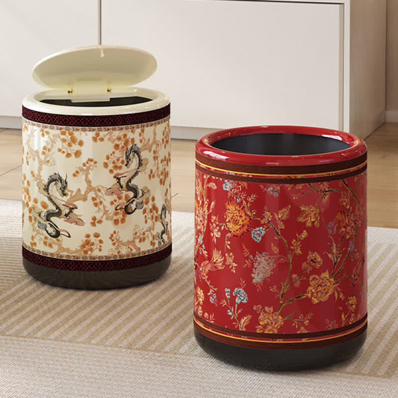 Dekorativer, eleganter, langlebiger Mülleimer mit Blumenmuster
