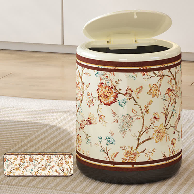 Dekorativer, eleganter, langlebiger Mülleimer mit Blumenmuster