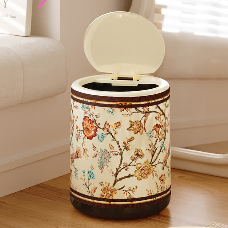 Dekorativer, eleganter, langlebiger Mülleimer mit Blumenmuster