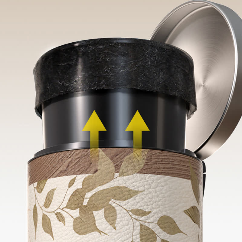 Luxuriöser Leder-Mülleimer mit Blumen- und Vogelmotiv