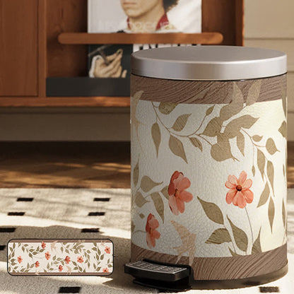 Luxuriöser Leder-Mülleimer mit Blumen- und Vogelmotiv