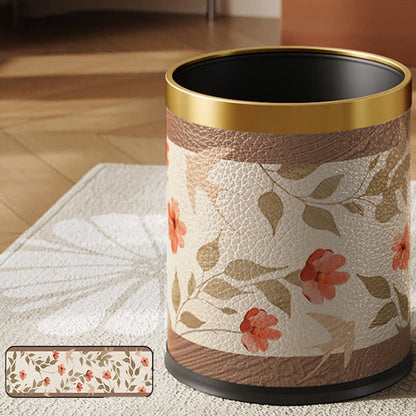 Luxuriöser Leder-Mülleimer mit Blumen- und Vogelmotiv