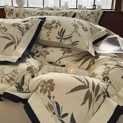 Bettwäscheset mit Blumenmuster aus gebürsteter Baumwolle (4-teilig)
