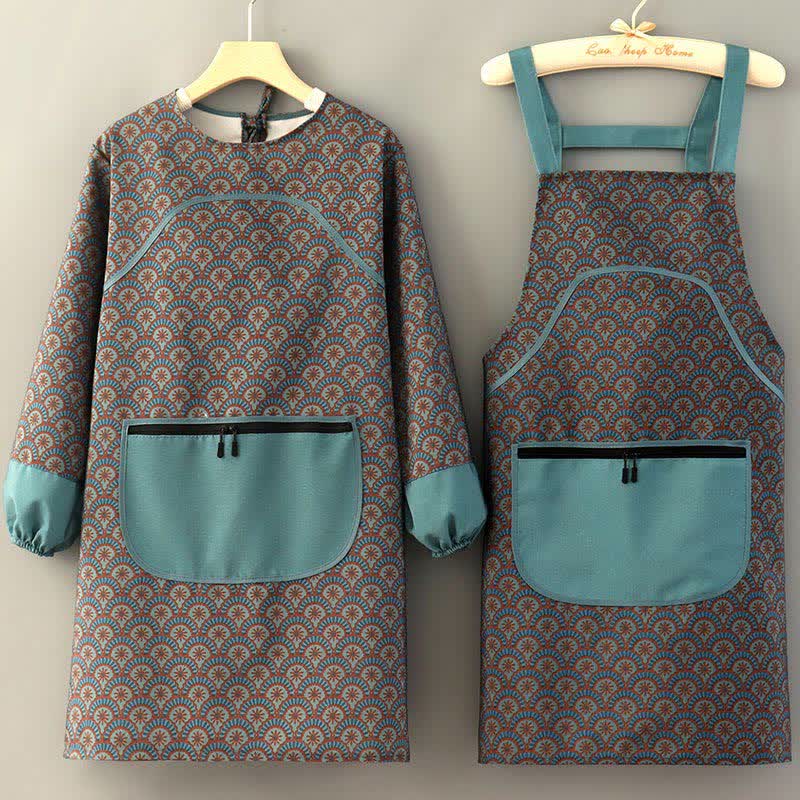 Küchenschürze im Vintage-Stil, langärmelig, schmutzabweisend, aus Segeltuch