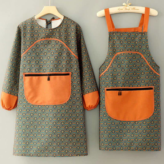 Küchenschürze im Vintage-Stil, langärmelig, schmutzabweisend, aus Segeltuch