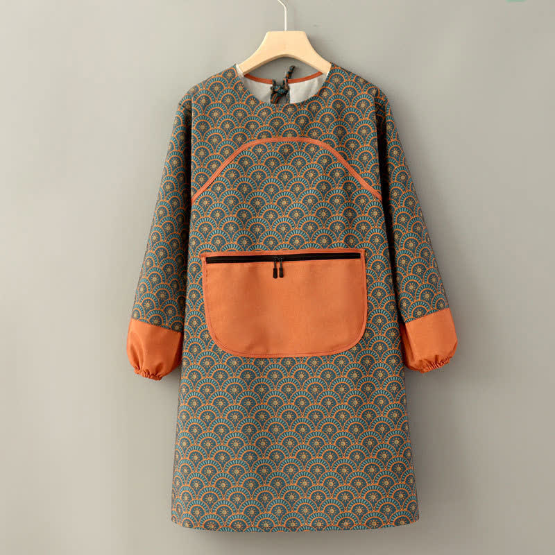 Küchenschürze im Vintage-Stil, langärmelig, schmutzabweisend, aus Segeltuch