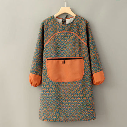 Küchenschürze im Vintage-Stil, langärmelig, schmutzabweisend, aus Segeltuch