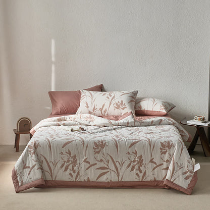 Doppellagige Baumwollgaze-Bettwäsche mit Jacquard-Blattmuster