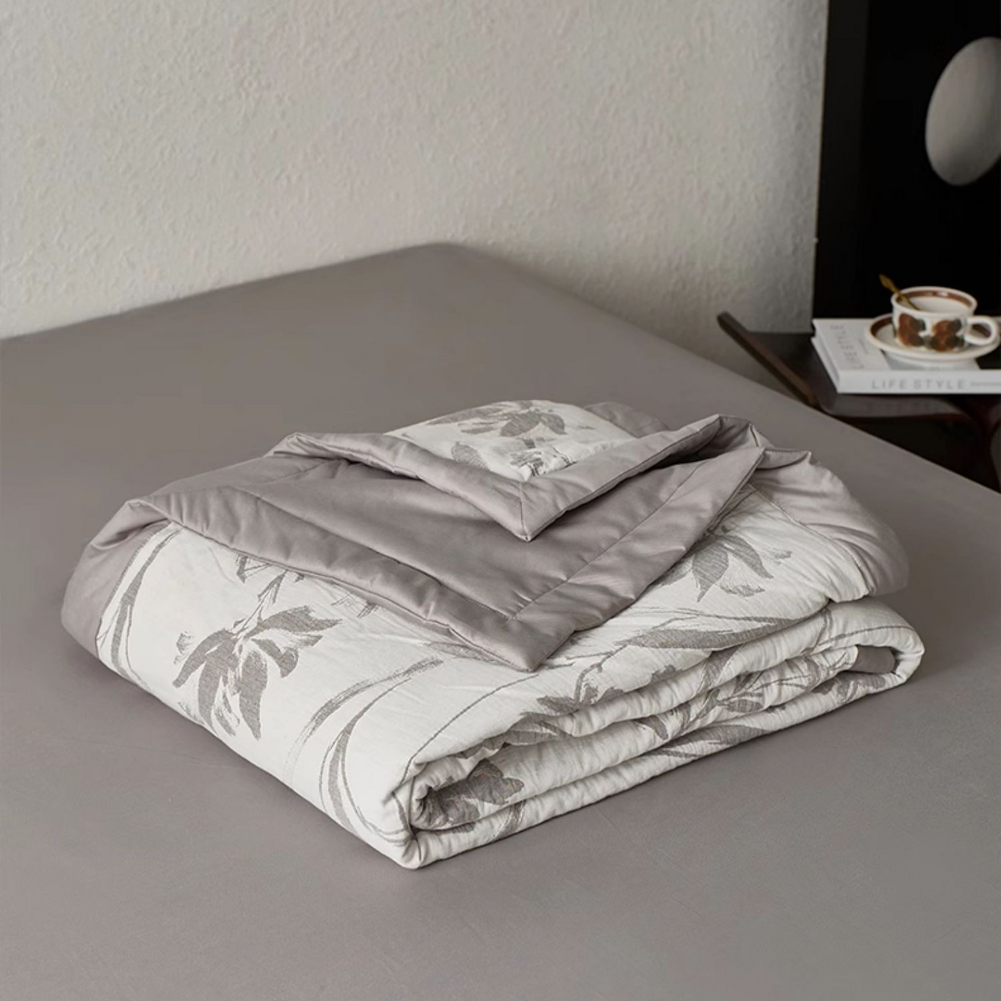 Doppellagige Baumwollgaze-Bettwäsche mit Jacquard-Blattmuster
