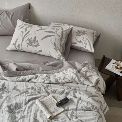 Doppellagige Baumwollgaze-Bettwäsche mit Jacquard-Blattmuster
