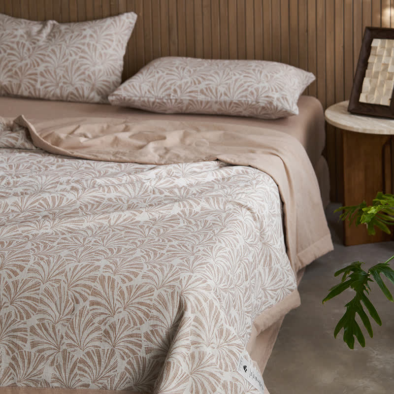 Dreilagige Jacquard-Bettwäsche aus Baumwollgaze