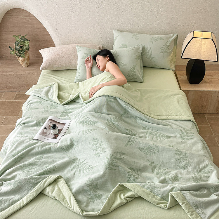 Dreilagige Bettwäsche aus Baumwollgaze „Refresh Leaf“