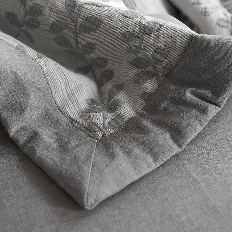 Dreilagige Baumwollgaze-Bettwäsche mit Jacquard-Blattmuster